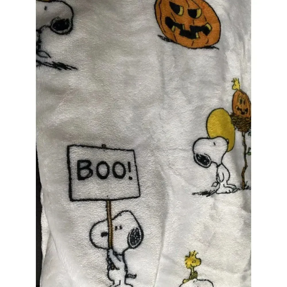 Peanuts Halloween Blanket Velvetloft Throw Jack-o-Lantern Snoopy Woodstock 50X70